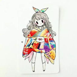 漂亮小姐姐制作的梦幻纸胶带和服插画,实在是太美了