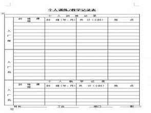 个人训练教学记录表格式