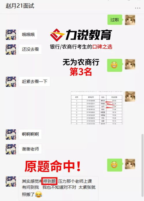 报喜 无为农商行前三名均为力锐学员