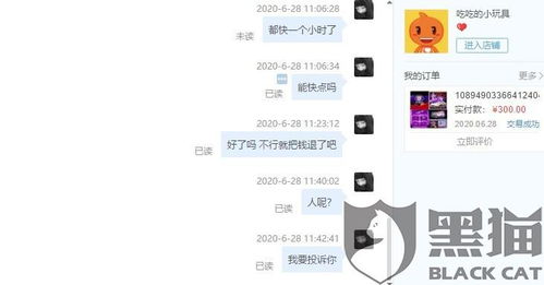 黑猫投诉 淘宝上买东西被骗找客服让我别急,钱被人骗走后说找不回来了