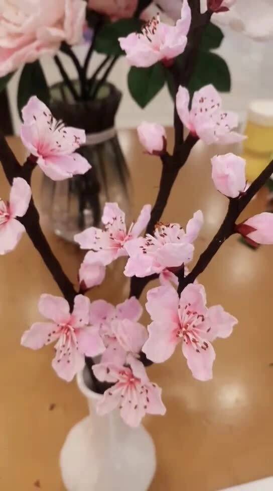 纯手工制作纸巾桃花 