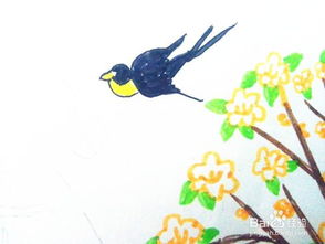 彩笔画之春天的燕子 